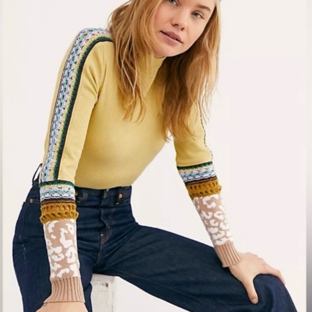 Free People Switch It Up Mock Neck Sweater Size S